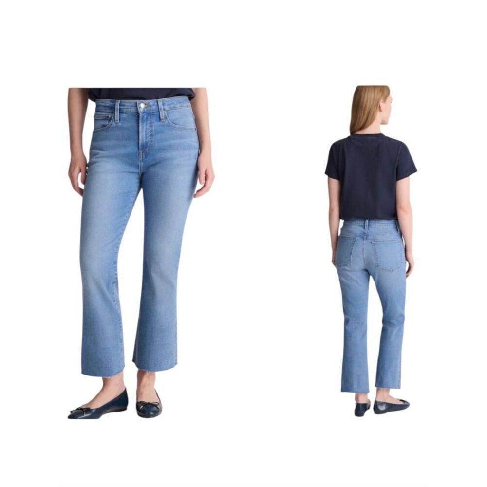 NWT Madewell The Stretch Flare Crop Jean coastal blue wash Size 24